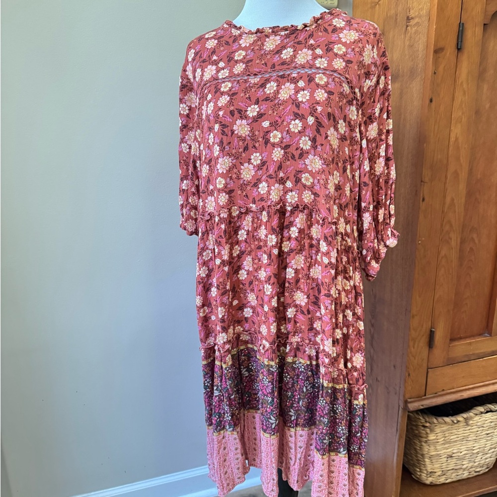 Knox Rose Floral Long Sleeve Dress in Pink and Cream